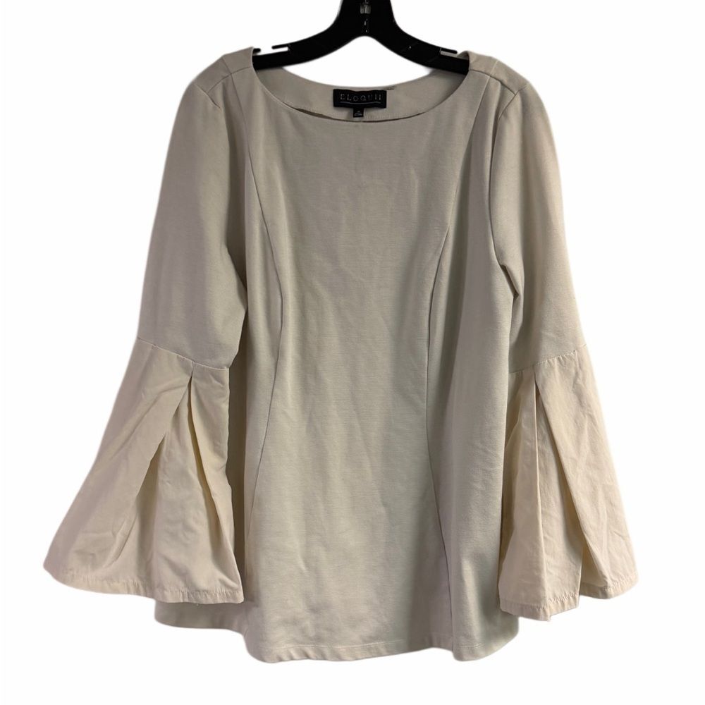Eloquii Off White Knit Top with Pleated Sleeves Size 16
